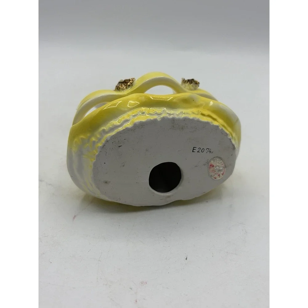 Vintage Lady Head Lipstick Holder Yellow Flower Dress Rhinestones E2074